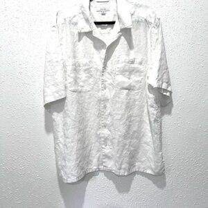 Visitor Linen White Casual Button‎ Down Shirt XL